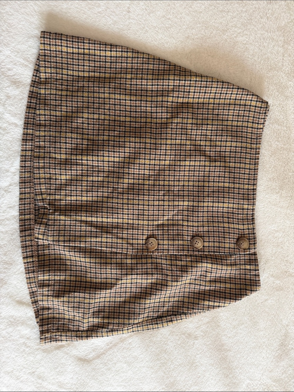 American Eagle Plaid Button Detail Mini Skirt in Brown